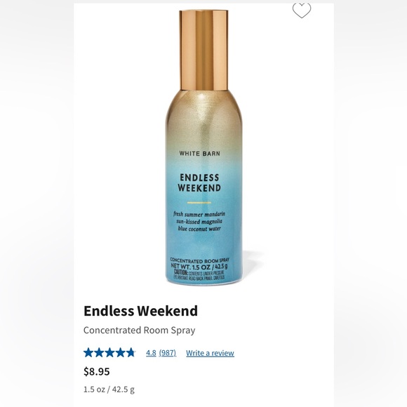 3) - “ENDLESS WEEKEND” Concentrated Room Sprays ea 1.5 oz / 42.5 g, B&BW/WB, NWT - Picture 1 of 6